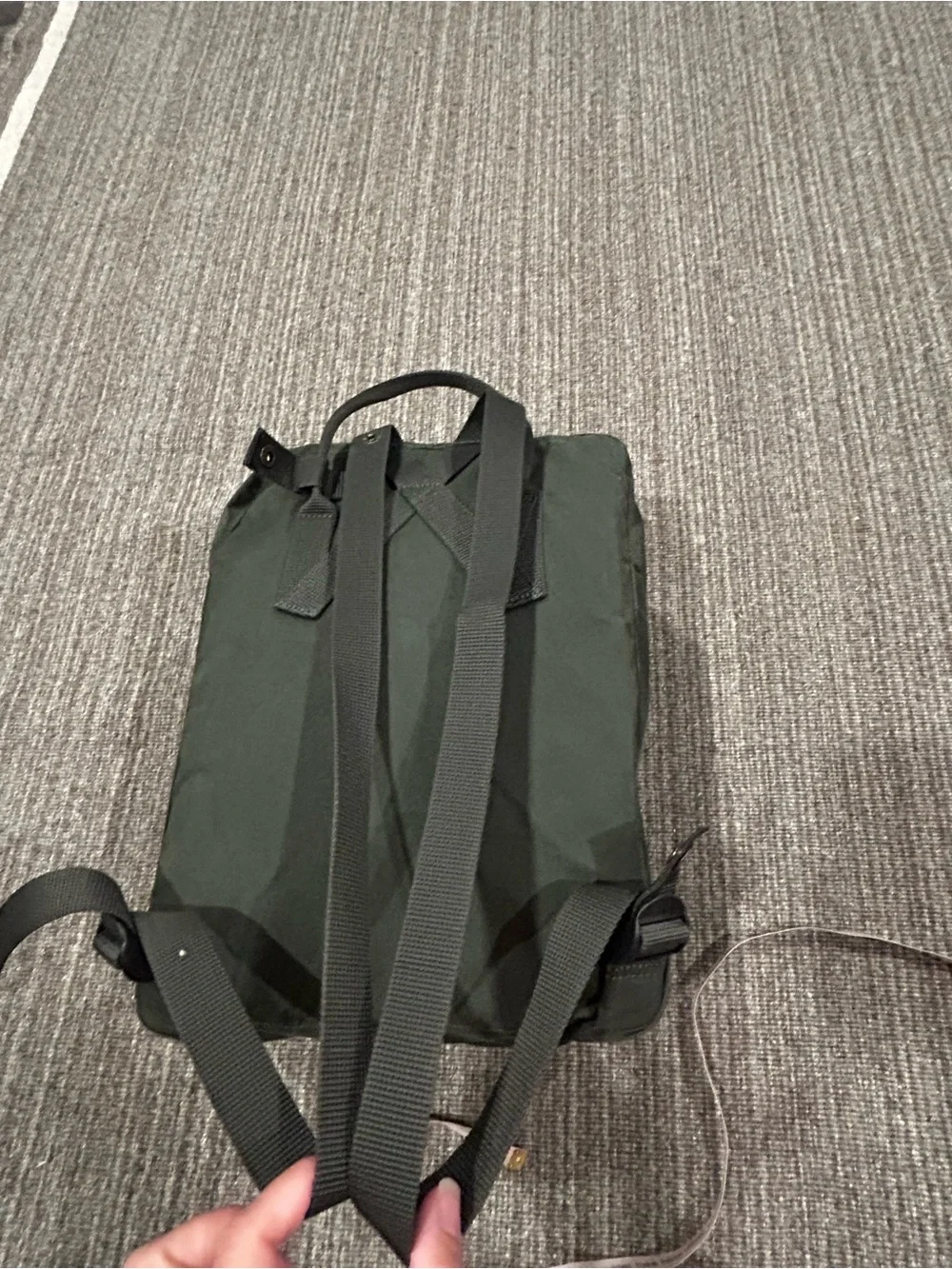 Fjallraven Kanken Backpack in Dark Green with Red Logo